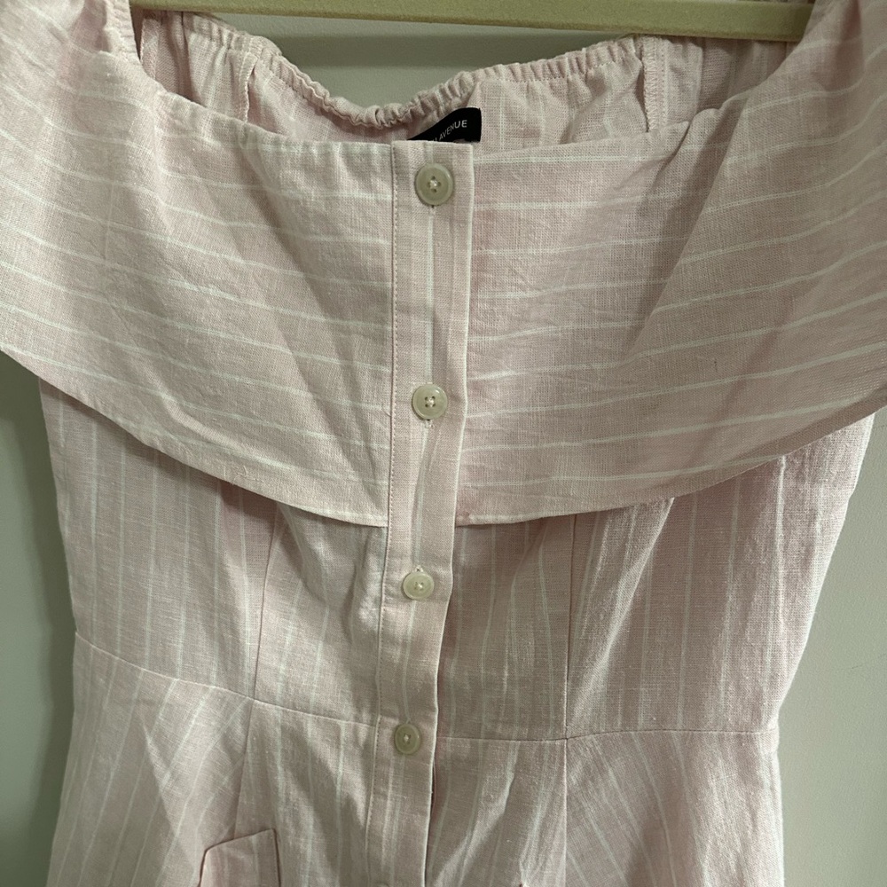 Classic A-Line Linen Blend Dress Midi Length